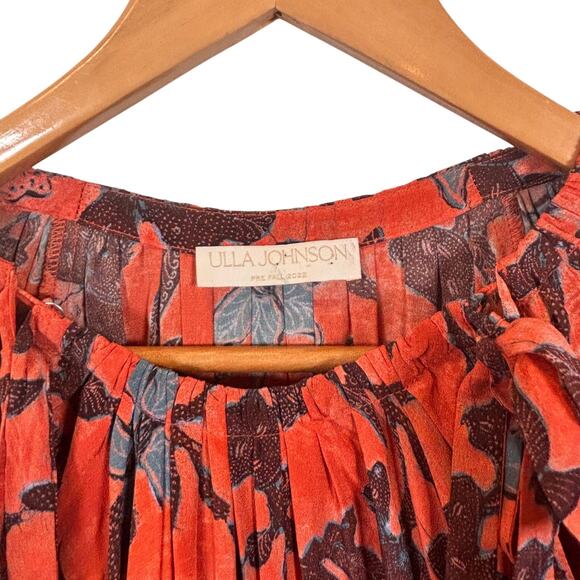 Ulla Johnson Pre Fall 2022 Sefia Silk Red Blend Long Sleeve Mini Dress Size 4 - Picture 6 of 9
